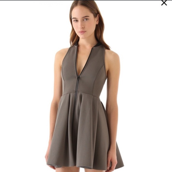 T by Alexander Wang Black Zip Front Scuba Neoprene Box Pleated Dress EUC Size XS - Picture 1 of 11